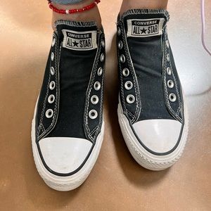 Women Black converse Chuck Taylor laceless 8